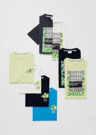 s.Oliver Baumwoll-T-Shirt mit Crew Neck und Frontprint - schiefergrau