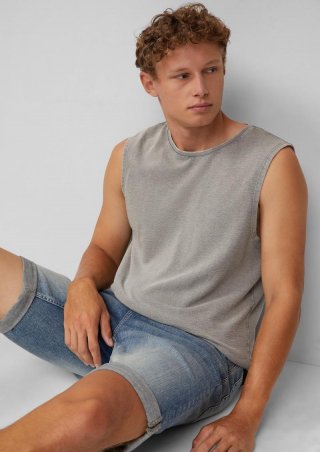 s.Oliver Gewaschenes Tanktop aus Strukturjersey - taubengrau