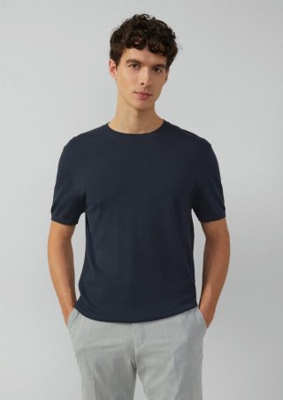 s.Oliver Feingestricktes T-Shirt aus Baumwoll-Modalmix - navy