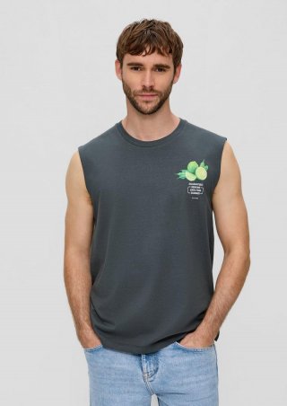 s.Oliver Tanktop mit Frontprint - schiefergrau