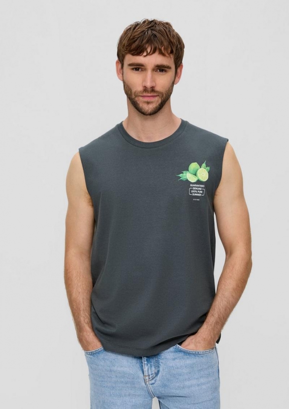 s.Oliver Tanktop mit Frontprint - schiefergrau
