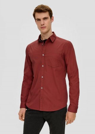 s.Oliver Slim: Hemd aus Baumwollstretch - rot