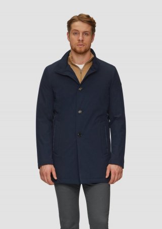 s.Oliver Leichter Mantel mit Stehkragen und wattiertem Futter - navy