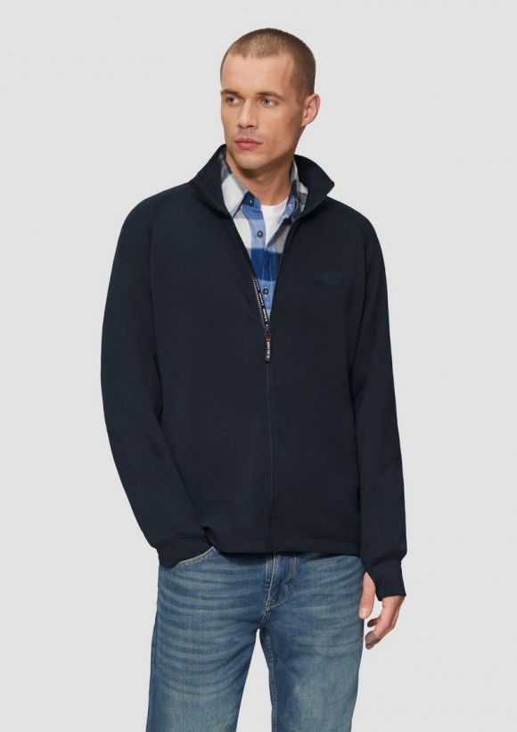 s.Oliver Sportliche Sweatshirtjacke aus Scuba mit Daumenloch - navy