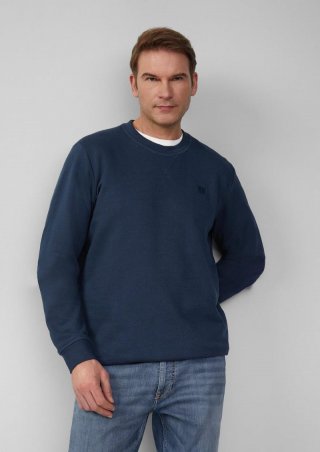 s.Oliver Sweatshirt mit Label-Stickerei - tiefblau
