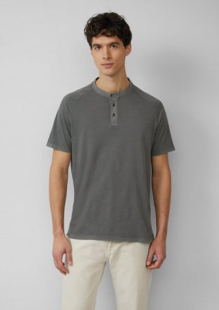 s.Oliver Henley-T-Shirt mit Raglanärmeln und Garment Dye - grau meliert