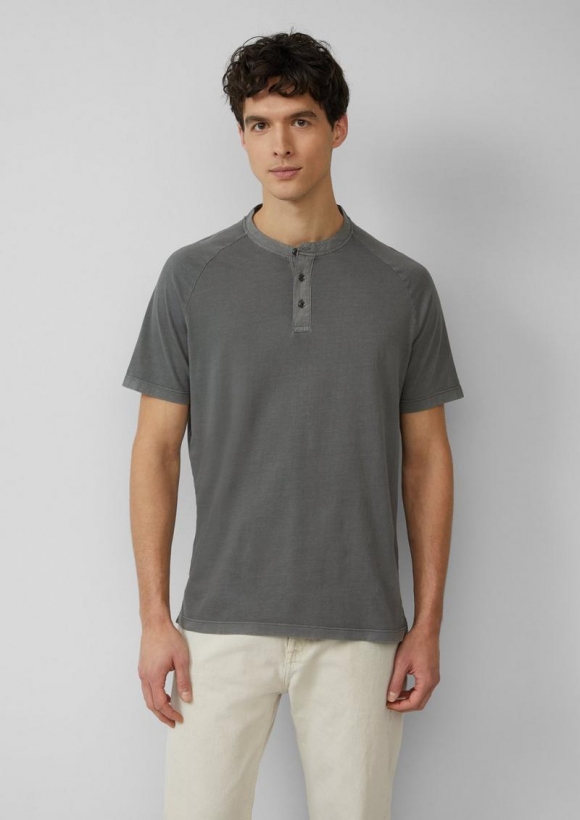 s.Oliver Henley-T-Shirt mit Raglanärmeln und Garment Dye - grau meliert