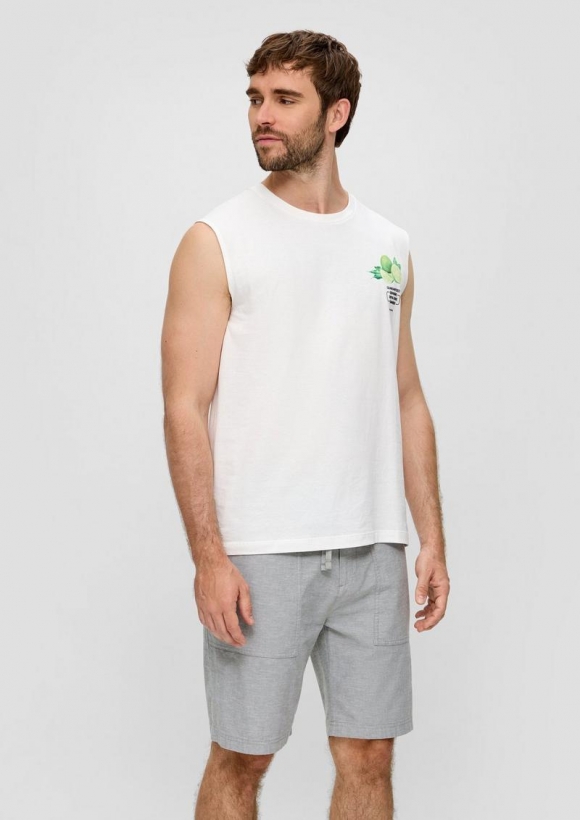 s.Oliver Chino-Shorts aus Leinenmix mit elastischem Bund - hellgrau