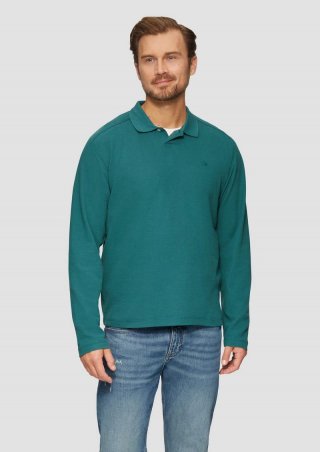 s.Oliver Poloshirt aus Baumwolle mit Waffelstruktur - petrol