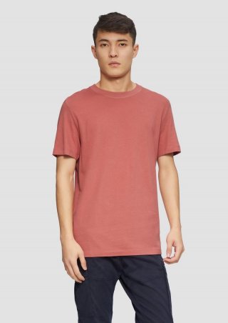 s.Oliver Softes Baumwoll-T-Shirt mit Crewneck - korallrot