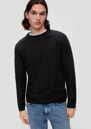 s.Oliver Feinstrickpullover im Slim Fit - schwarz