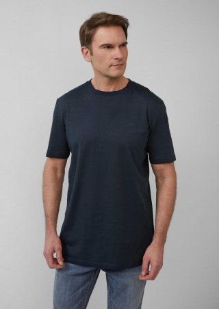 s.Oliver Baumwoll-T-Shirt mit Logo-Print - navy