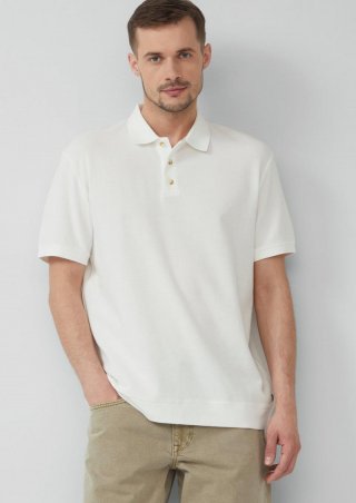s.Oliver Poloshirt aus Waffelpiqué - wollweiß