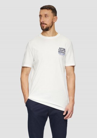s.Oliver Jerseyshirt mit Crew Neck und Frontprint - weiß