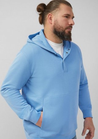 s.Oliver Strukturierter Hoodie mit Druckknöpfen und Kängurutasche - royalblau