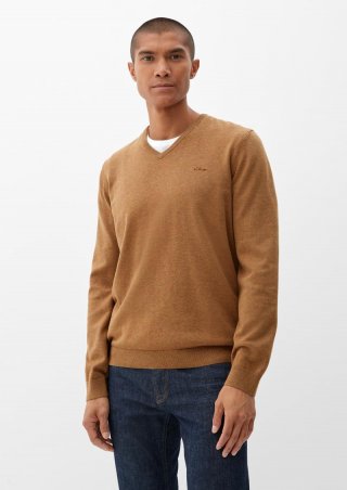 s.Oliver Feinstrickpulli mit V-Ausschnitt - bronze