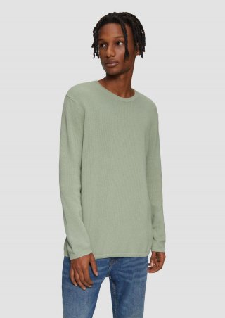 s.Oliver Strickpullover mit Rippstruktur - salbeigrün