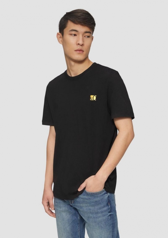 s.Oliver T-Shirt mit Gold- oder Silber-Print - schwarz