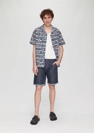 s.Oliver Chino-Shorts aus Baumwolle mit fixiertem Umschlag - tiefblau