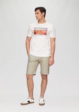 s.Oliver Chino-Shorts aus Baumwollstretch in melierter Optik - beige