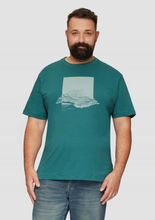 s.Oliver Crew-Neck-Shirt mit Frontprint - petrol