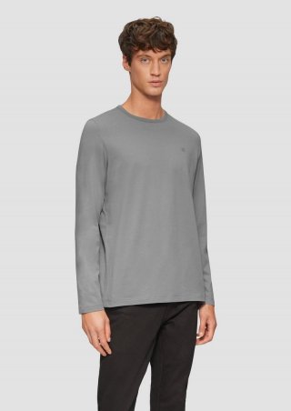 s.Oliver Softes Longsleeve aus Jersey mit Logo-Detail - schiefergrau