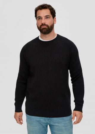 s.Oliver Feinstrickpullover aus Baumwolle - schwarz