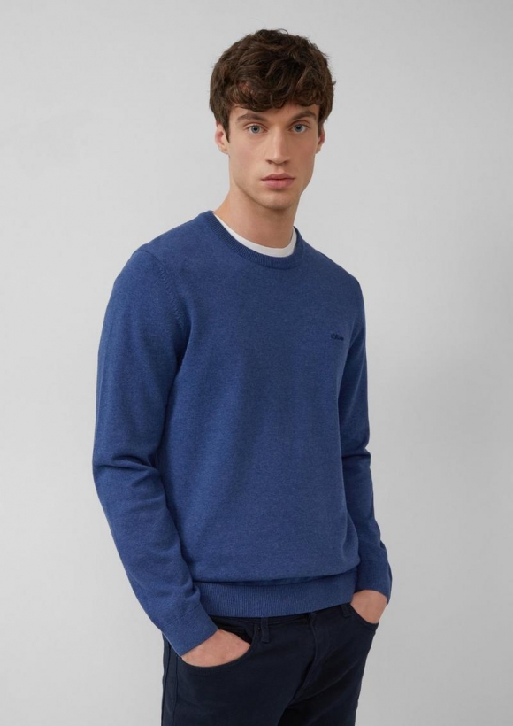 s.Oliver Strickpullover mit Logo-Stickerei - royalblau