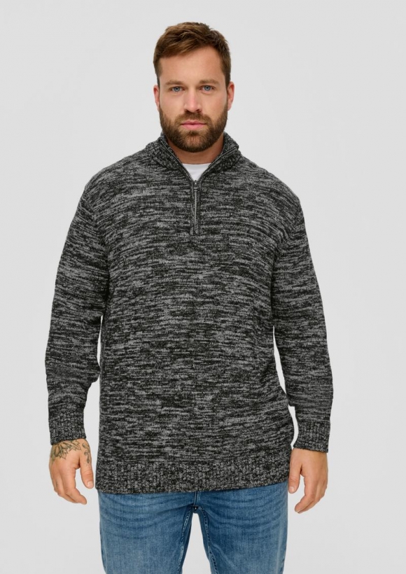 s.Oliver Troyer-Pullover aus Moulinegarn - schwarz