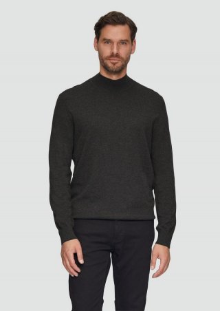 s.Oliver Softer Turtleneckpullover aus Baumwoll-Merino-Mix - dunkelgrau