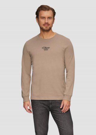 s.Oliver Langarmshirt mit Logo-Stickerei - hellbraun