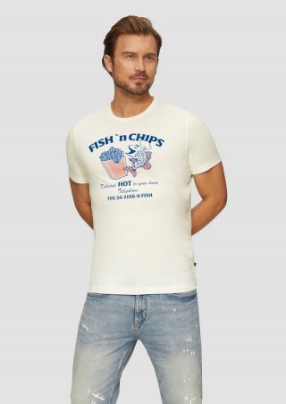 s.Oliver Baumwollshirt mit Frontprint - weiß