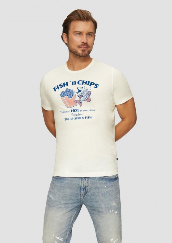 s.Oliver Baumwollshirt mit Frontprint - weiß