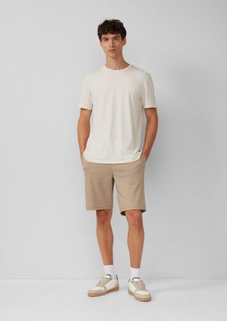 s.Oliver Detroit: Strukturierte Jog-Bermuda im Relaxed Fit - hellbraun