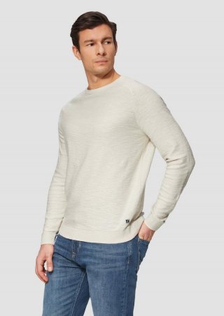 s.Oliver Raglan-Strickpullover mit Flammgarnstruktur - wollweiß