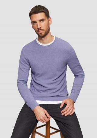 s.Oliver Strickpullover mit Strukturmix und Logo-Patch - lavendel