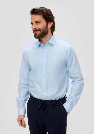 s.Oliver Elastisches Anzughemd mit Webstruktur - himmelblau