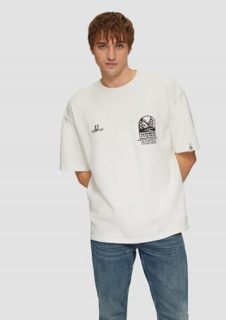 s.Oliver Sweatshirt im Loose Fit mit Front- und Rückenprint - creme