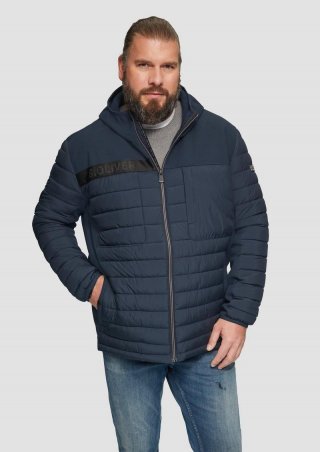 s.Oliver Steppjacke im Fabricmix mit Kapuze - navy