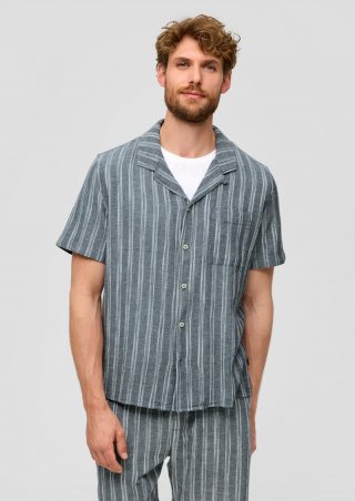 s.Oliver Resort Fit: Kurzarmhemd aus Leinenmix - navy
