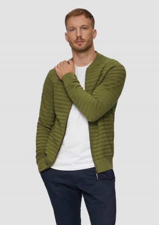 s.Oliver Strickjacke mit Strukturstreifen - guacamole