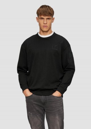 s.Oliver Relaxed-Fit-Sweatshirt mit Ärmeltasche - schwarz