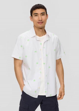 s.Oliver Kurzarmhemd im Slim Fit mit All-over-Print - weiß