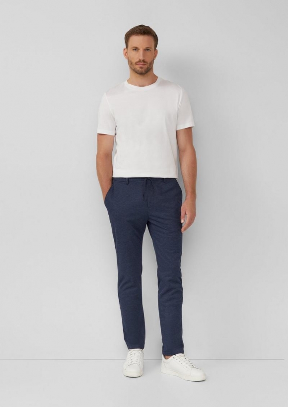 s.Oliver s.O JOGG: Anzug-Hose aus fein gemustertem Interlockjersey - navy