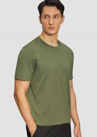 s.Oliver T-Shirt mit Crew Neck aus mercerisiertem Baumwolljersey - tannengrün