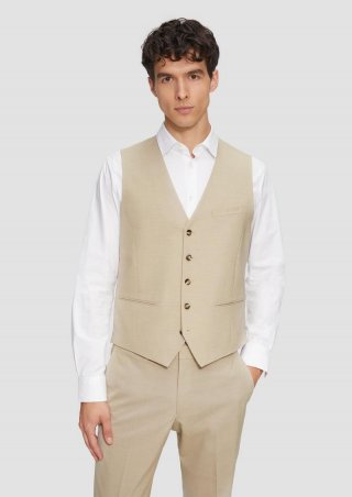 s.Oliver s.O Pure: Anzug-Weste mit feiner Webstruktur - helles beige