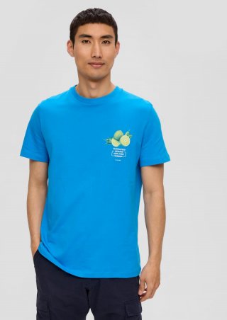 s.Oliver Baumwoll-T-Shirt mit Crew Neck und Frontprint - dunkles türkis