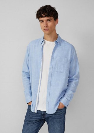 s.Oliver Regular Fit: Gemustertes Langarmhemd mit Brusttasche - hellblau