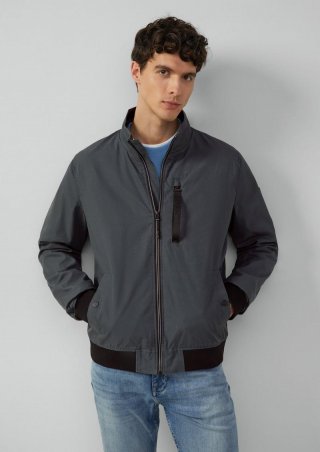 s.Oliver Outdoor-Jacke mit Stehkragen und Kontrast-Details - schiefergrau