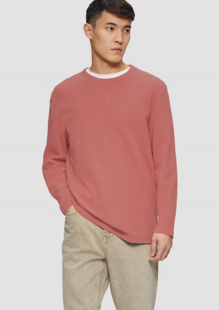 s.Oliver Langarmshirt mit Waffelstruktur und sportiven Details - korallrot